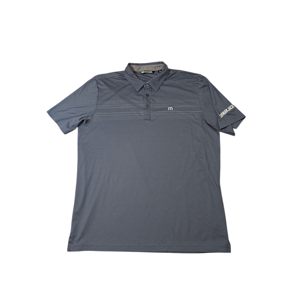 Travis Mathew Cayman Jack Polo Golf Shirt blue Stripe Short Sleeve Men’s XL
